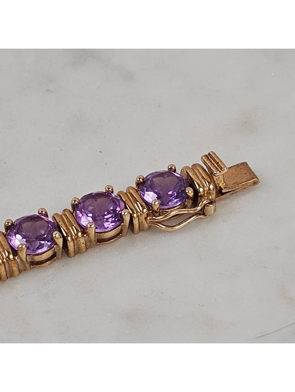 Ross Simons 925 Sterling Silver Purple Sapphire Tennis Bracelet 7